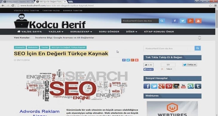 İnceleme Bilgi: Web Sitesi SEO 'su