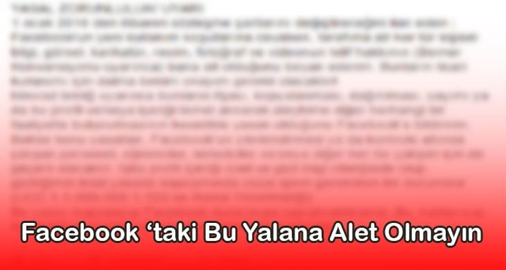 Facebook 'ta ki Bu Yalana Alet Olmayın
